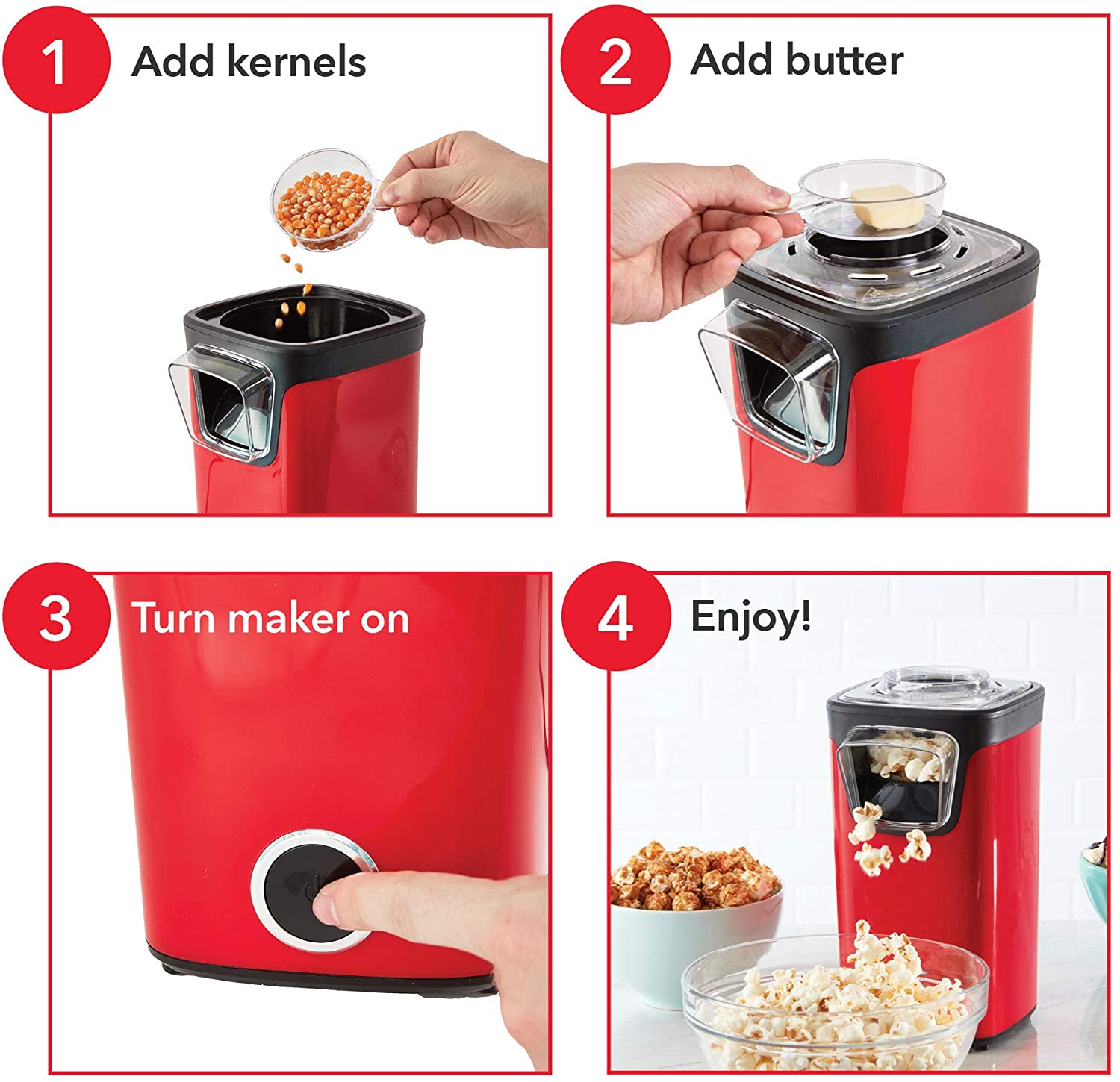 DASH Turbo POP Popcorn Maker, 8 Cups, FOB KS