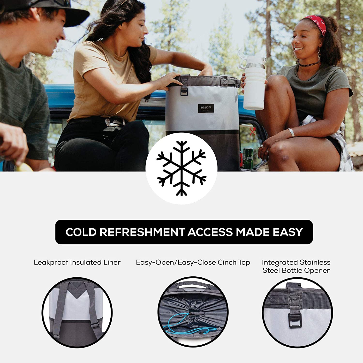 Igloo Reactor Portable 46 Can Cinch Backpack Cooler Bag, Deep Teal, Plain Brown Box, FOB KS