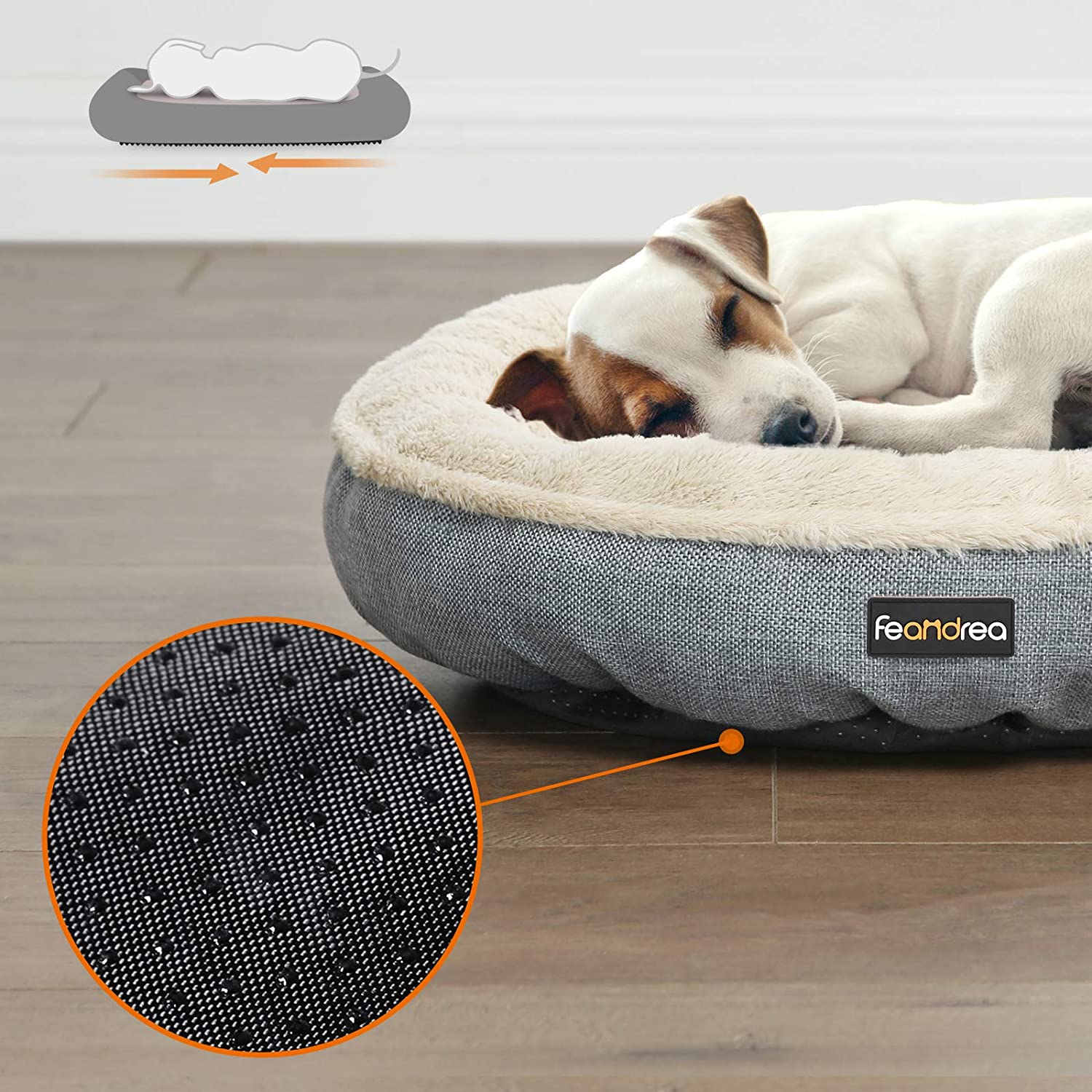Feandrea Plush Dog/Cat Bed, 22"x5", Grey, FOB KS