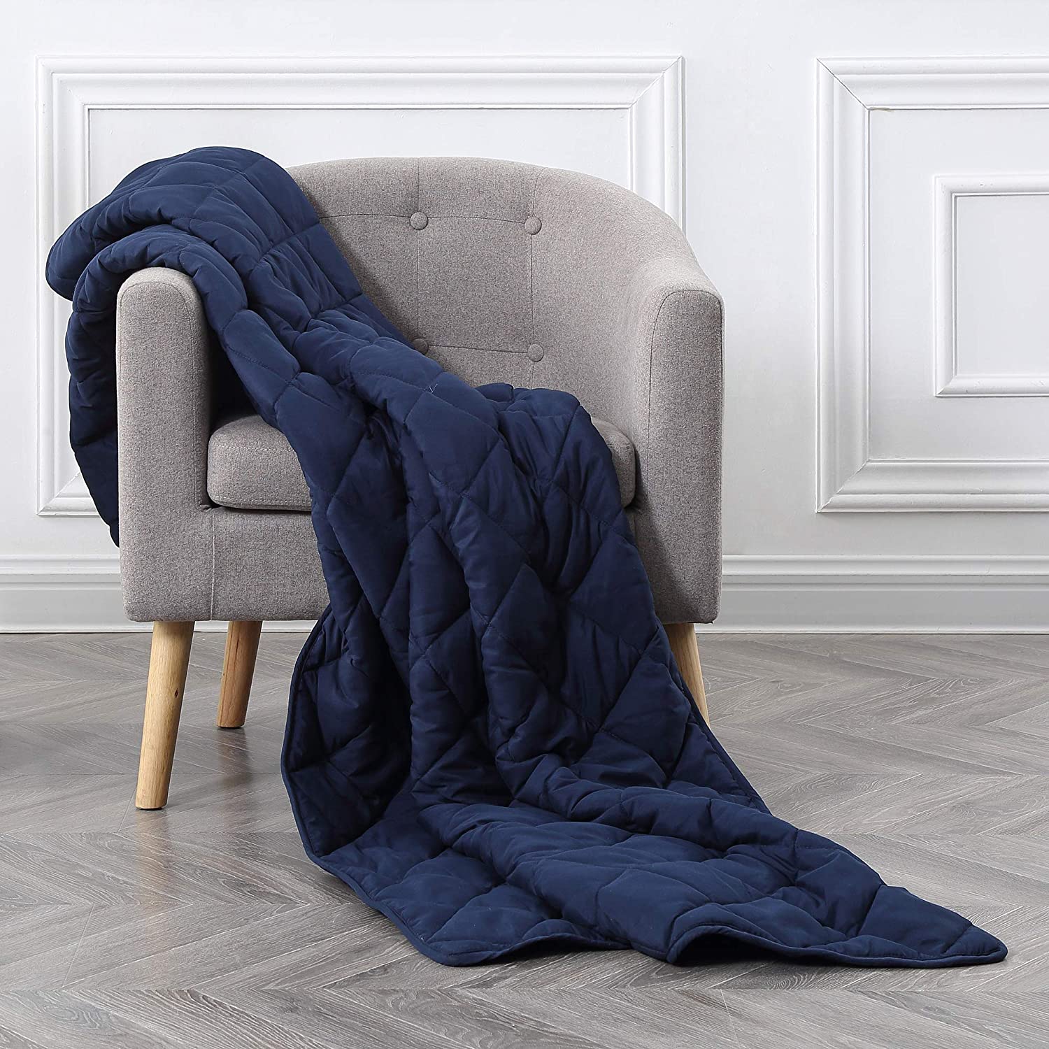 Blanquil Quilted Weighted Blanket, Navy, 12-15lbs, FOB KS