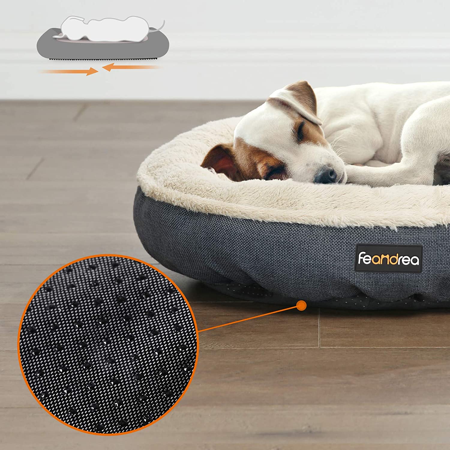 Feandrea Plush Dog/Cat Bed, 26"x5", Dark Grey, FOB KS