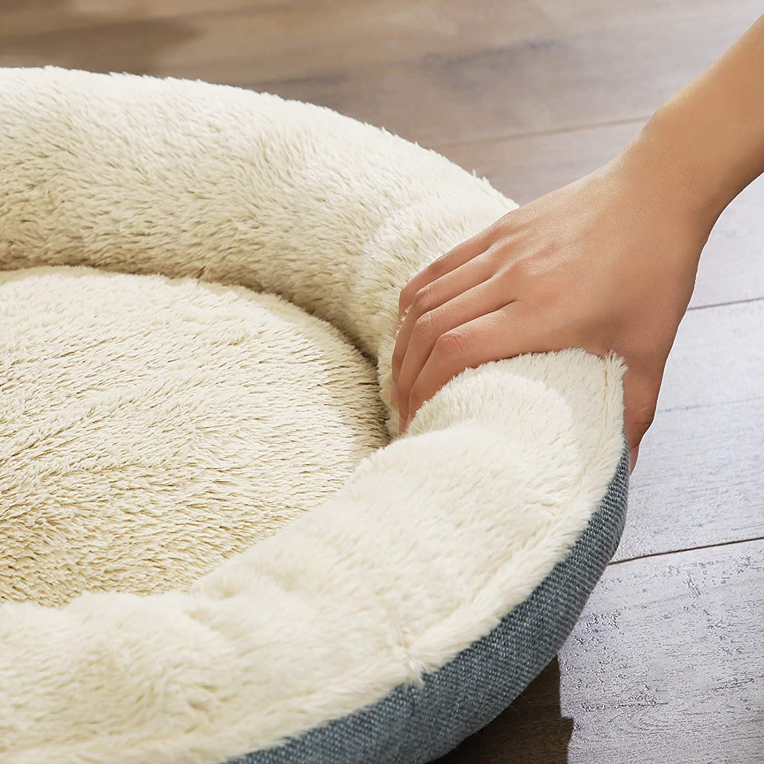 Feandrea Plush Dog/Cat Bed, 22"x5", Grey, FOB KS