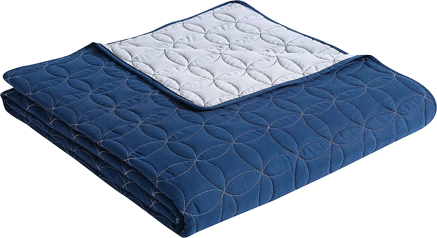 VCNY Home 5 Piece Hayden Quilt Set, Navy/Grey, FOB KS