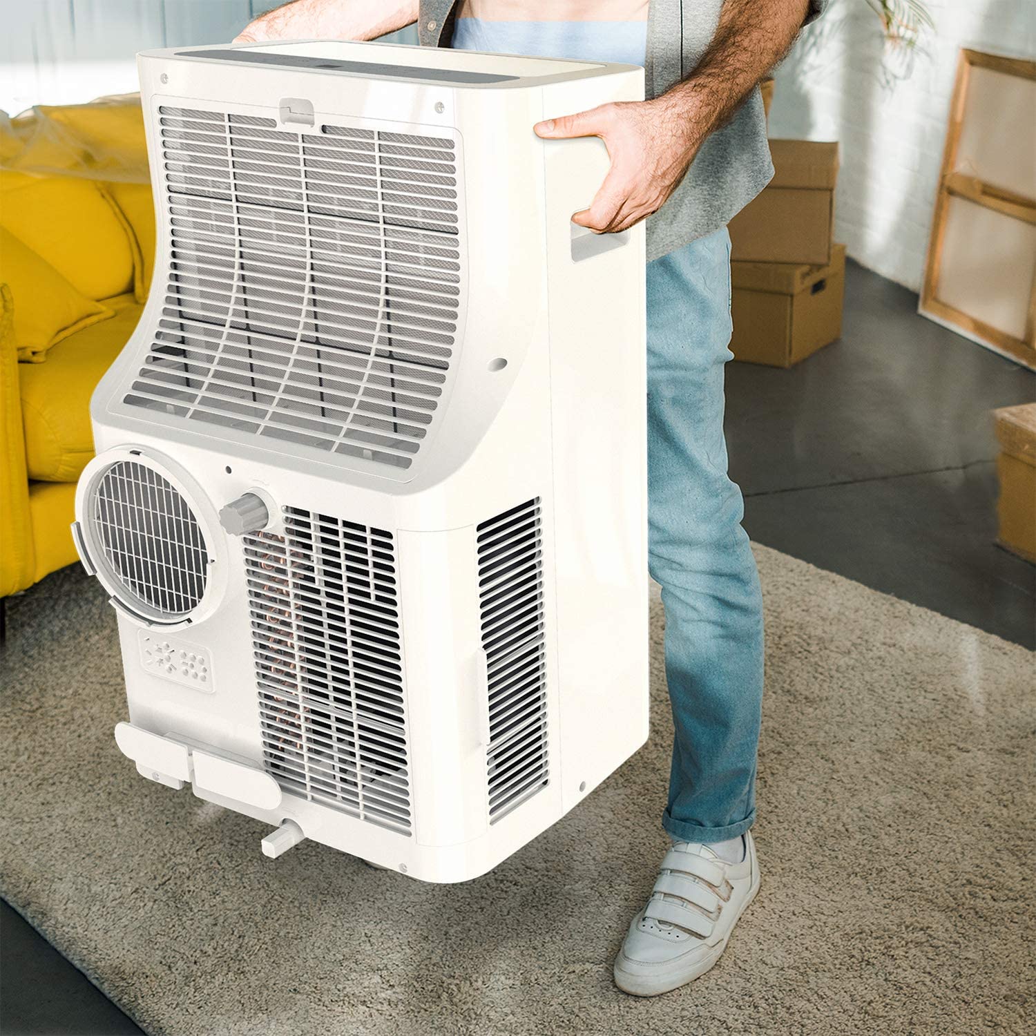hOmeLabs 12000 BTU Portable Air Conditioner (new CEC 8000 BTU) - Quiet AC Unit Cools Rooms 300-450 Square Feet, FOB KS