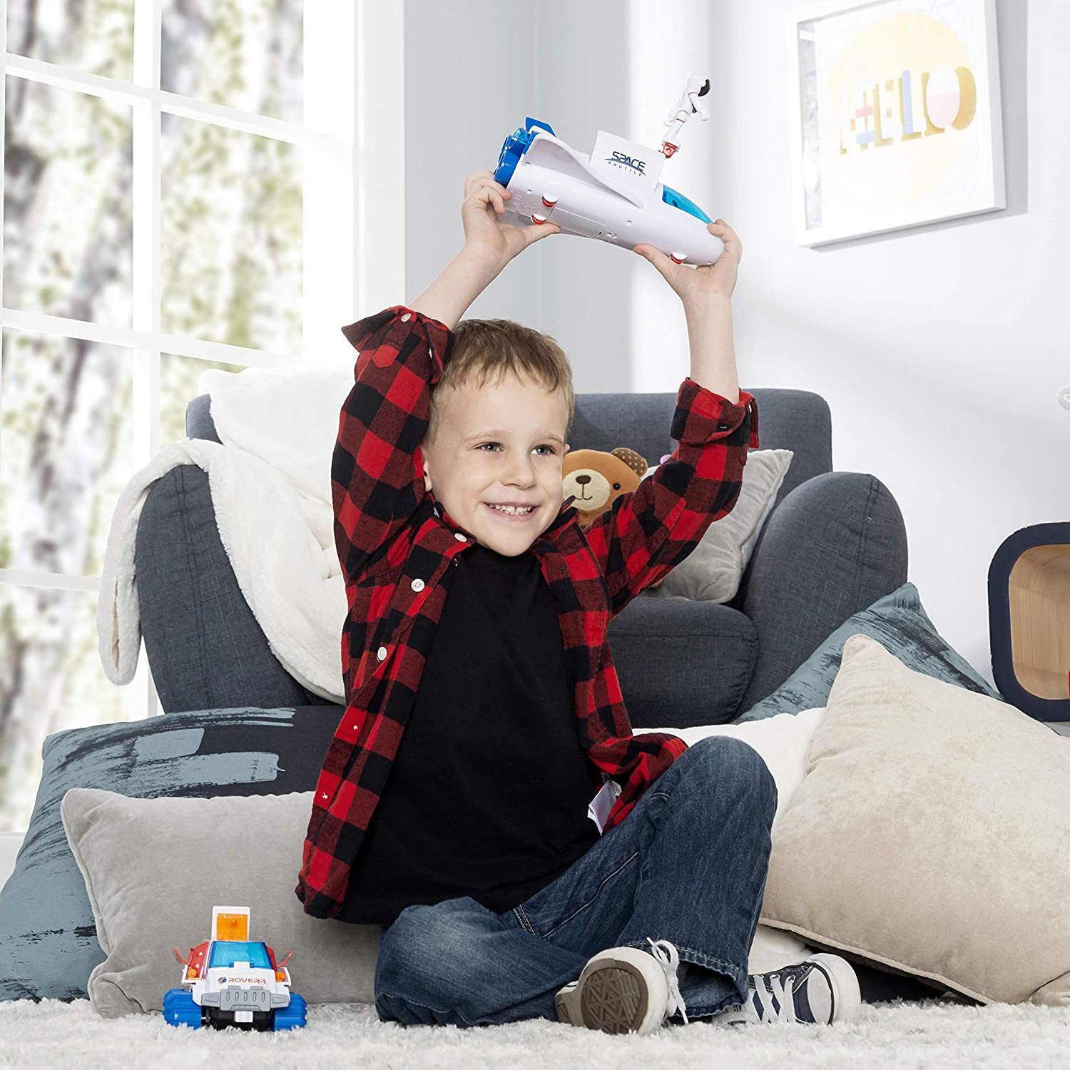 Astro Venture Space Shuttle Toy with 2 Astronauts, Mechanical Arm and Rover