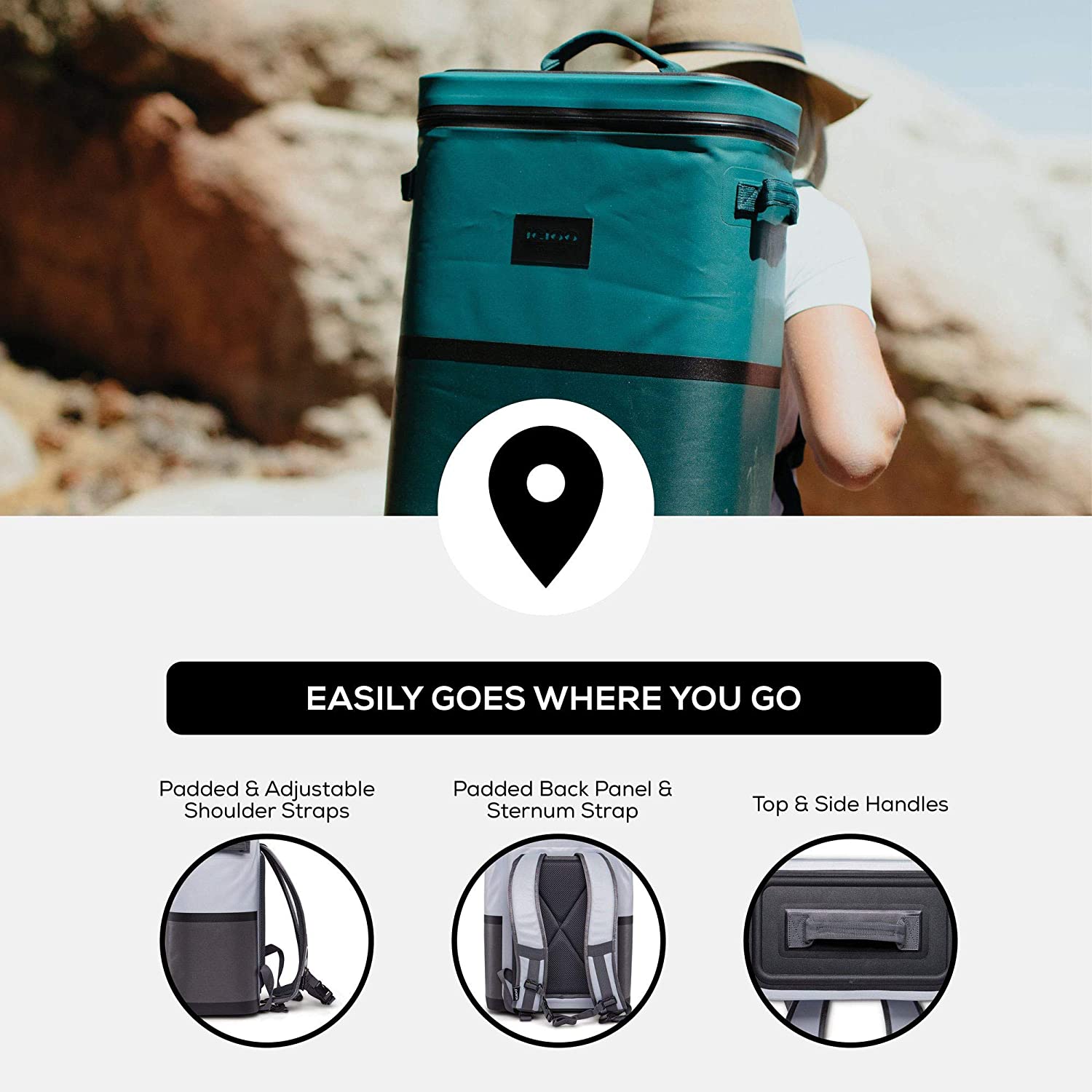 Igloo Reactor Lid Backpack 24 Can Cooler, Brown Box, FOB KS