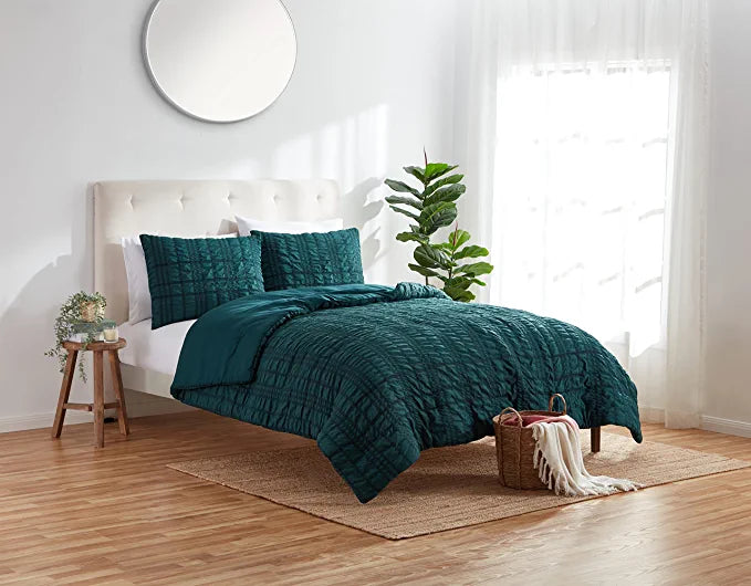 Refinery29 Home Collection Woven Seersucker Plaid Comforter Set, Full/Queen, FOB KS