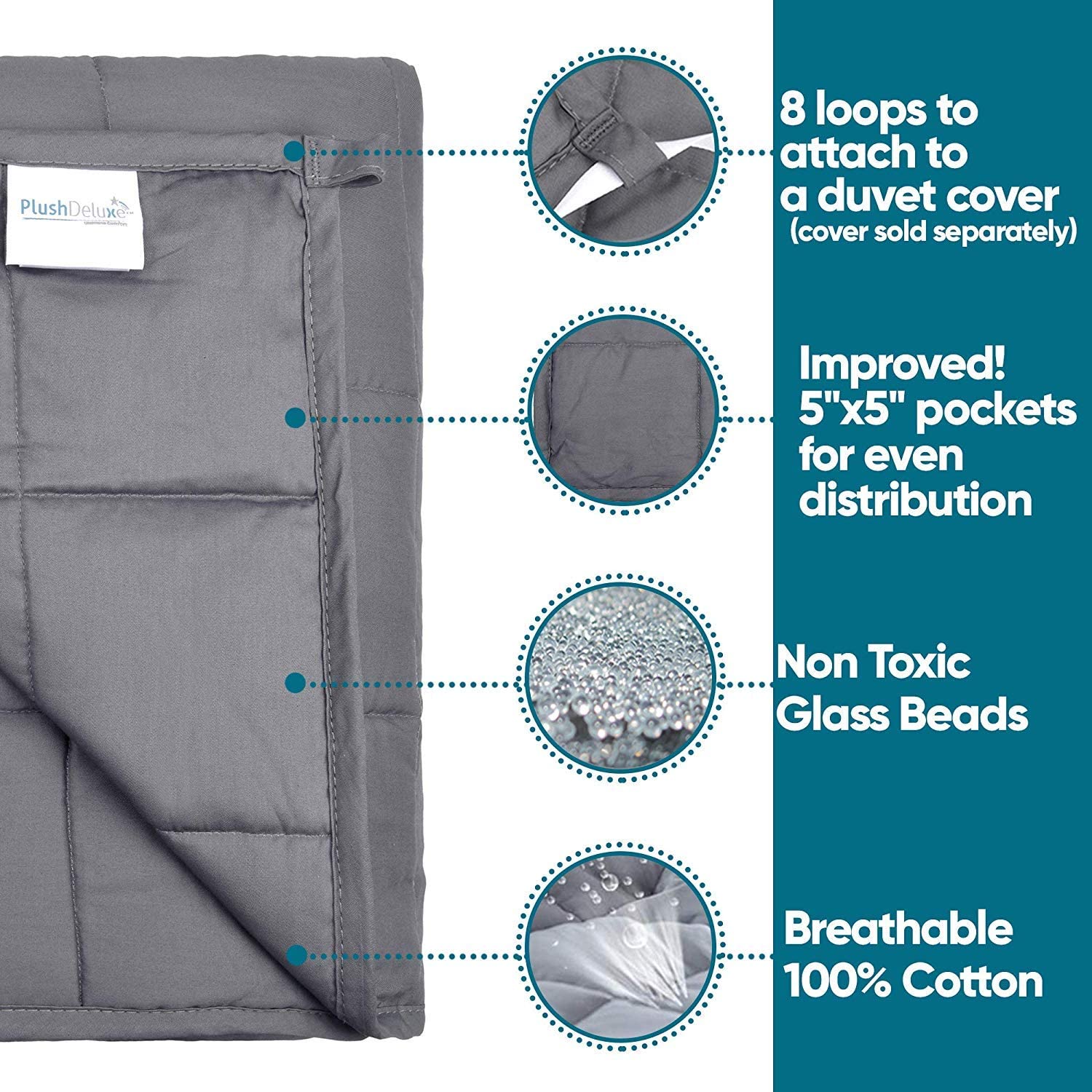 PlushDeluxe Soft Weighted Blanket, Retail Poly Bag, FOB KS