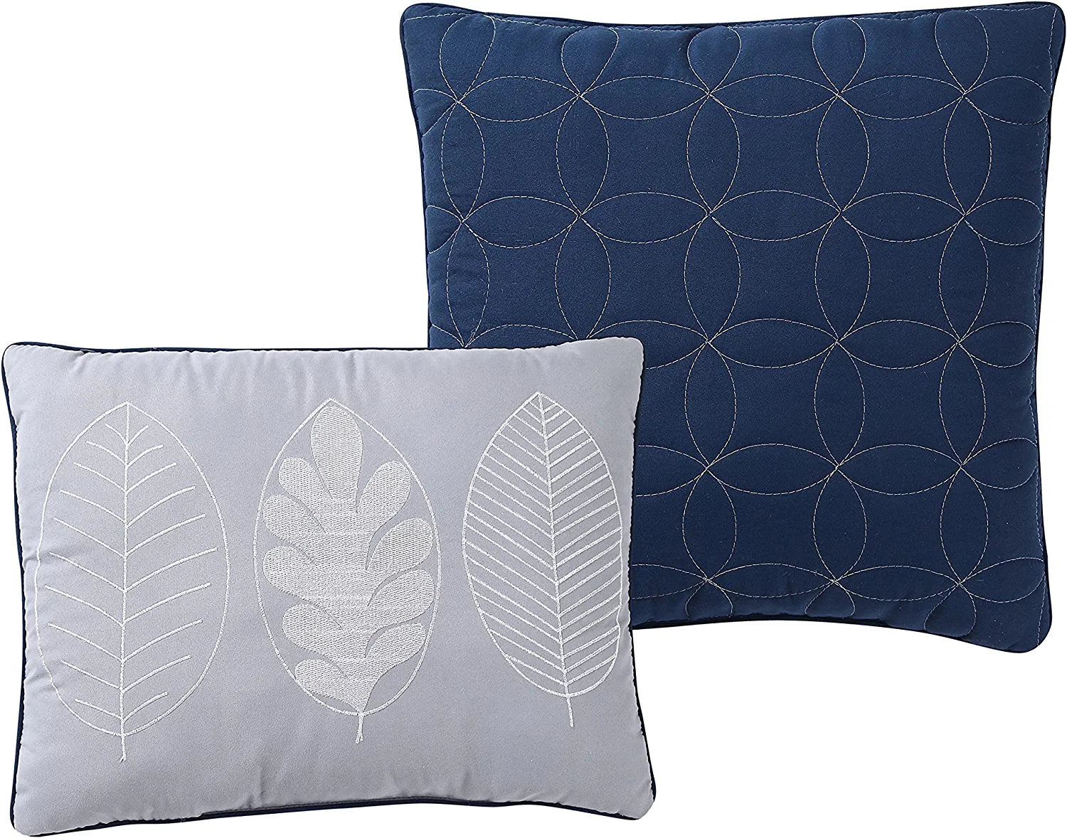 VCNY Home 5 Piece Hayden Quilt Set, Navy/Grey, FOB KS