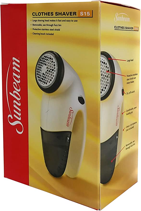 Sunbeam S-15 Travel Clothes Fabric Shaver Lint and Pill Remover, White, FOB KS