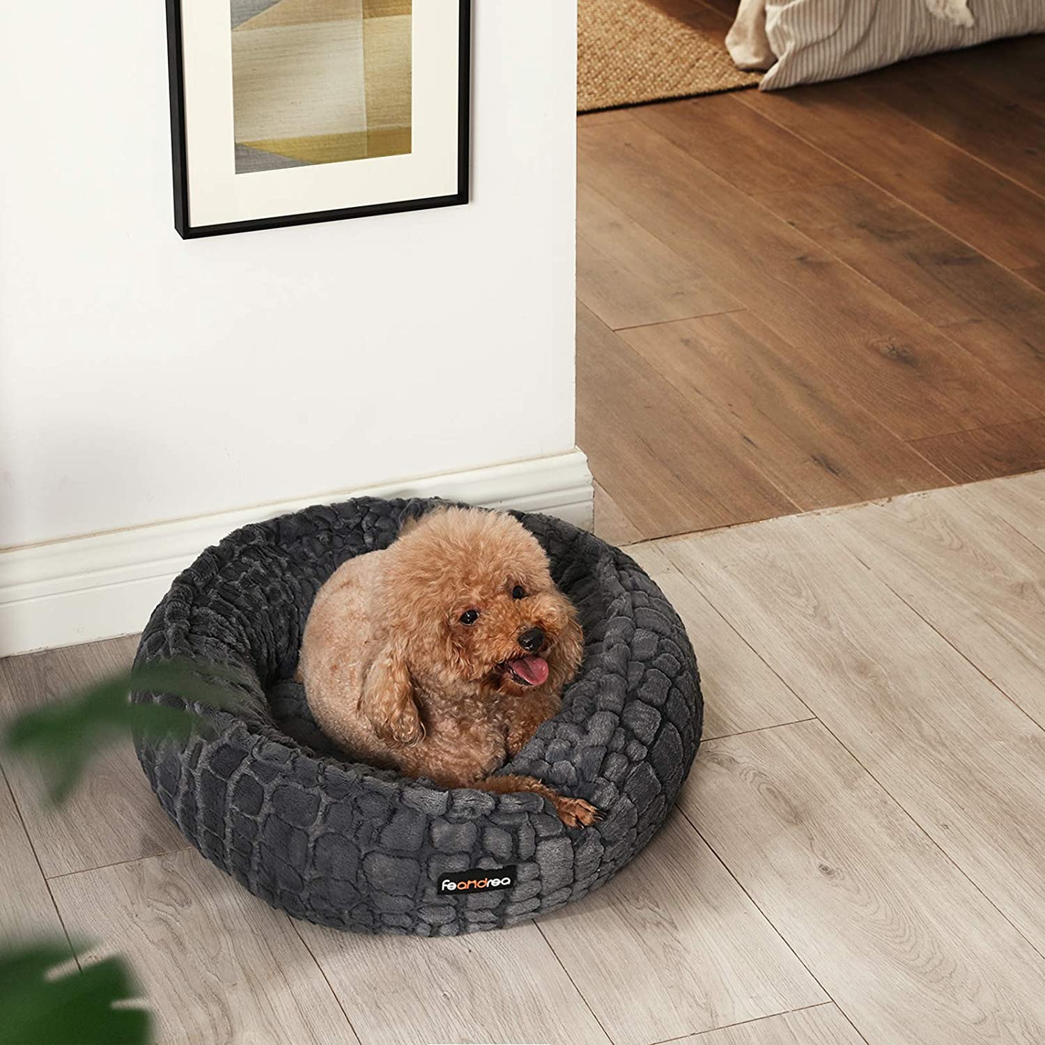 Feandrea Plush Dog/Cat Bed, Assorted Sizes, Grey, FOB KS