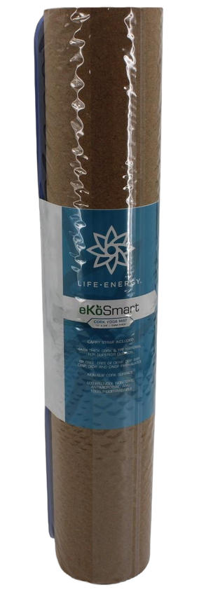 Life Energy EkoSmart Cork Yoga Mat with Yoga Strap