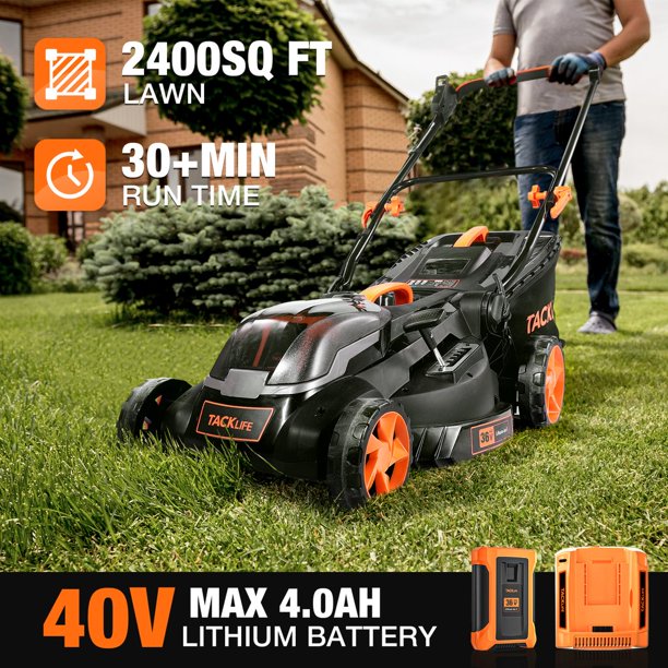 TACKLIFE 40V MAX 4.0Ah 16in Cordless Lawn Mower with Copper Brushless Motor, FOB KS