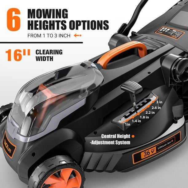 TACKLIFE 40V MAX 4.0Ah 16in Cordless Lawn Mower with Copper Brushless Motor, FOB KS