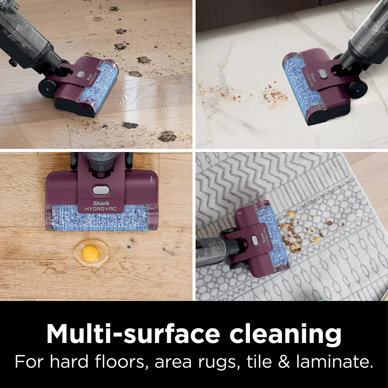 Shark WD100 HydroVac 3-in-1 Vacuum, Mop & Self-Cleaning Corded System w/Brushroll*, Perfect for Hardwood, Tile, Marble, Laminate & Area Rugs, 1 cleaning solution included (Renewed)