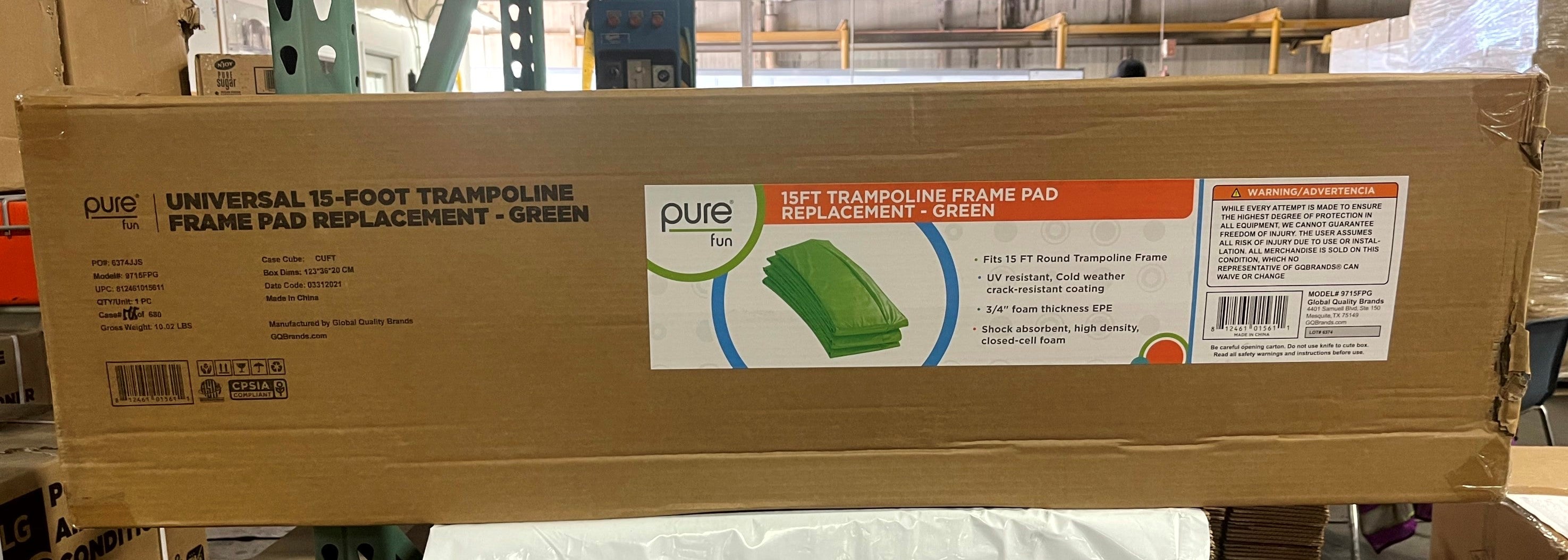 Pure Fun 15-Foot Universal Trampoline Frame Pad Replacement, Lime Green
