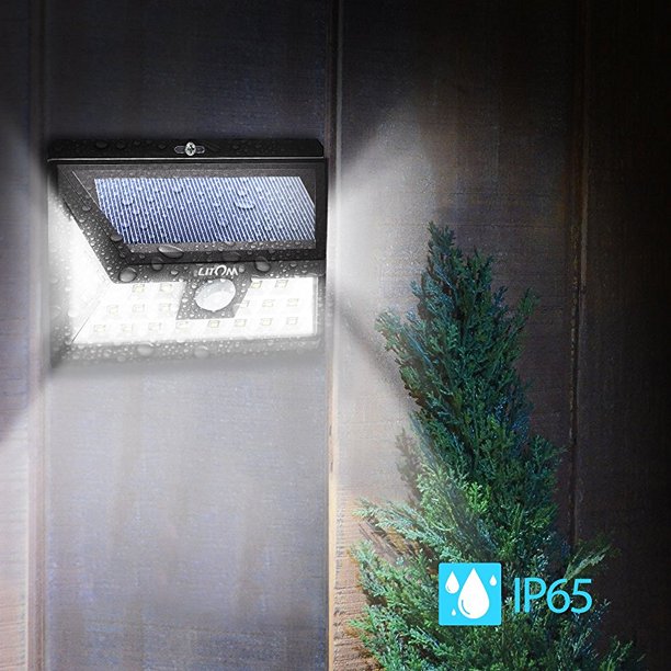 Litom Solar Lights Outdoor, 4 Lighting Modes, Upgraded High Efficient Solar Motion Sensor Light, IP67 Waterproof Rating Durable Security Lights for Yard, Garden, Patio, 2-Pack, FOB KS