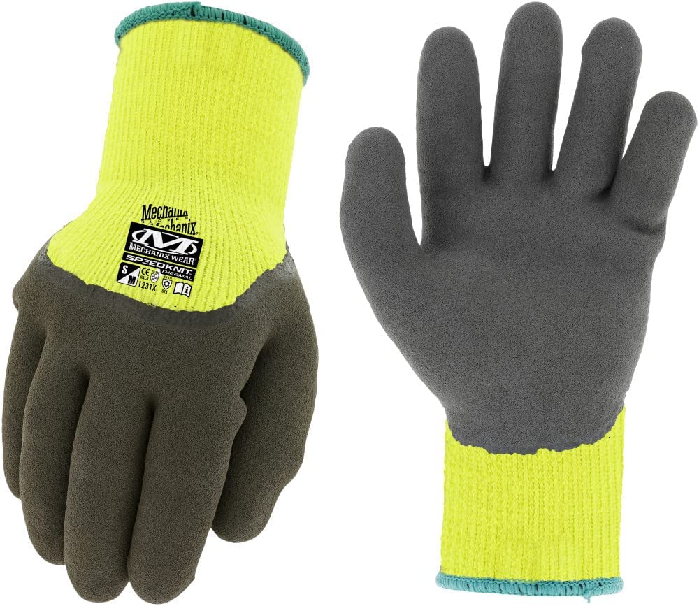 Mechanix Wear High-Visibility Coated-Knit Work Gloves Hi-Viz Speedknit Thermal, 1 Pair (Sizes S/M and L/XL)