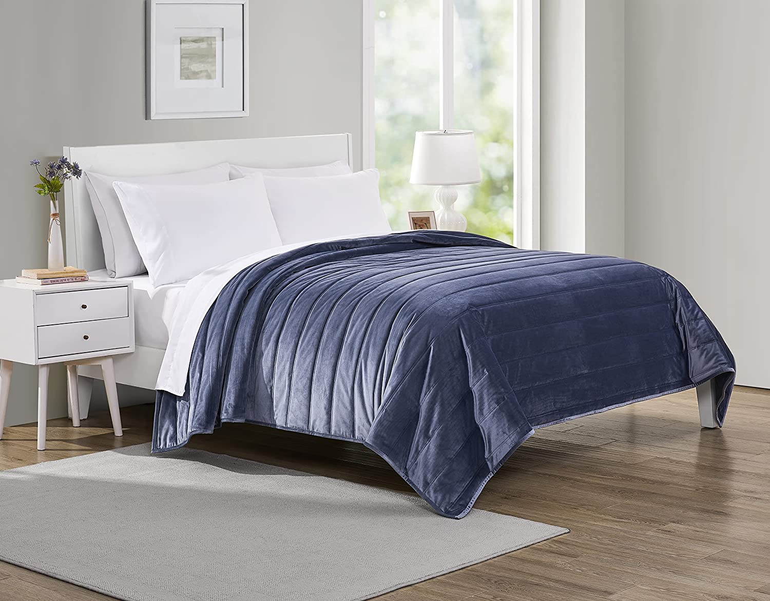 Tahari Home King Quilt, Ultra-Soft Quilted Velvet Bedding, FOB KS