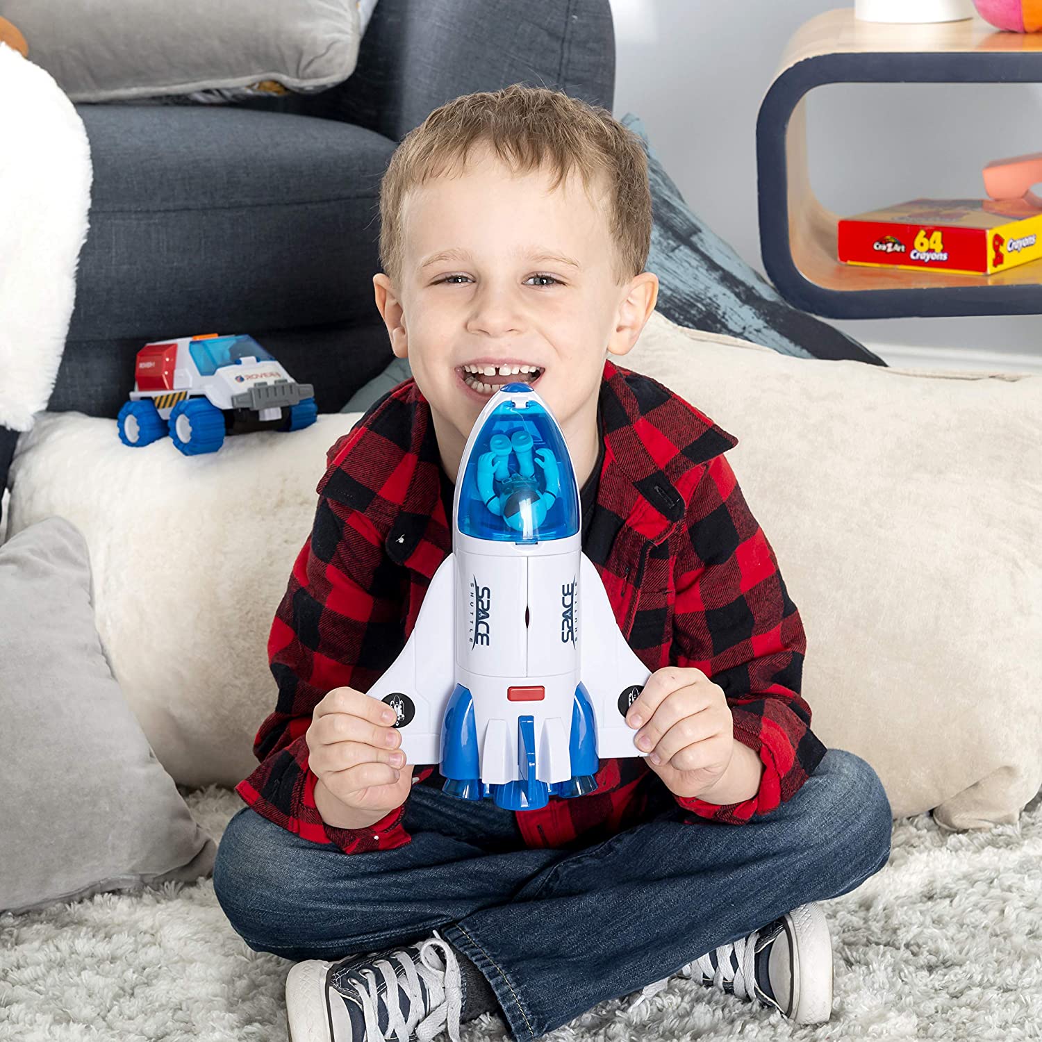 Astro Venture Space Shuttle Toy with 2 Astronauts, Mechanical Arm and Rover