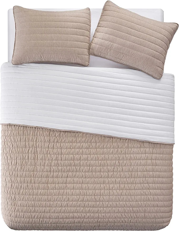 Perry Ellis Portfolio 3 Piece Quilt Set Taupe, FOB KS
