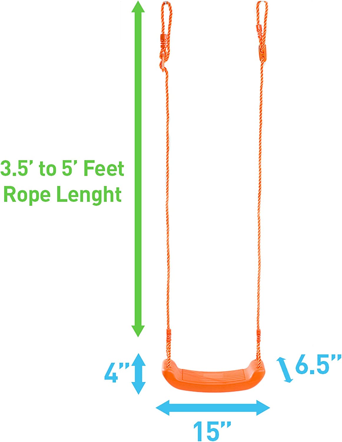 Pure Fun Toddler Swing Seat, Ages 3 to 7, 100lb Weight Limit, Orange, (9303SS)