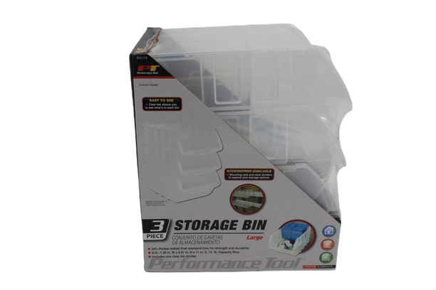 Performance Tool W5174 Clear Plastic Multipurpose Parts Bin for Toys/Parts/Legos/Sewing & More (Large Stacking)