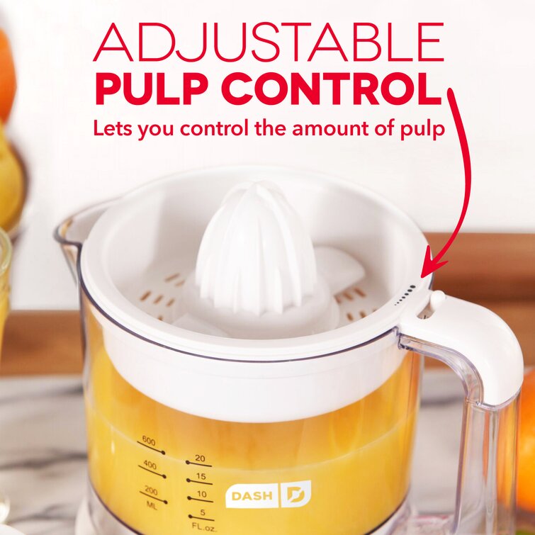 Dash Citrus Juicer Extractor: Compact Juicer for Healthy Juice, Oranges, Lemons, Limes, Grapefruit & other Citrus Fruit with Easy Pour Spout + 32 oz Pitcher - White, FOB KS