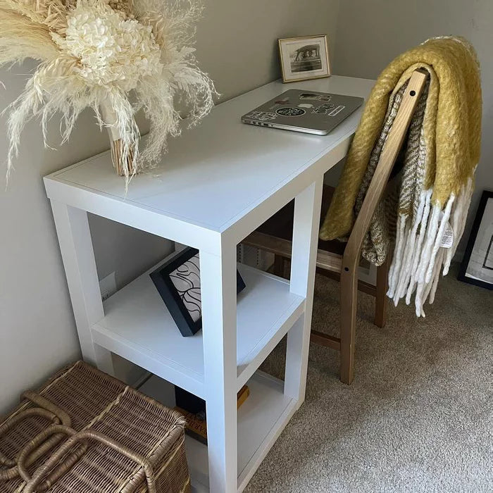 Threshold Wood Writing Desk with Storage, White, FOB KS