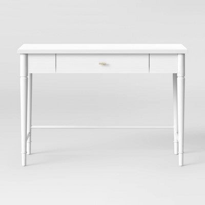 Threshold Cambridge Wood Writing Desk with Drawers White, FOB KS