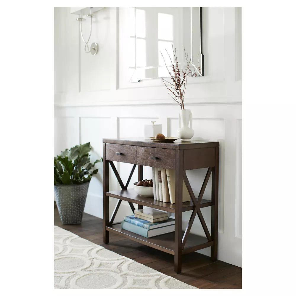 Threshold Owings Console Table with 2 Shelf and Drawers, FOB KS