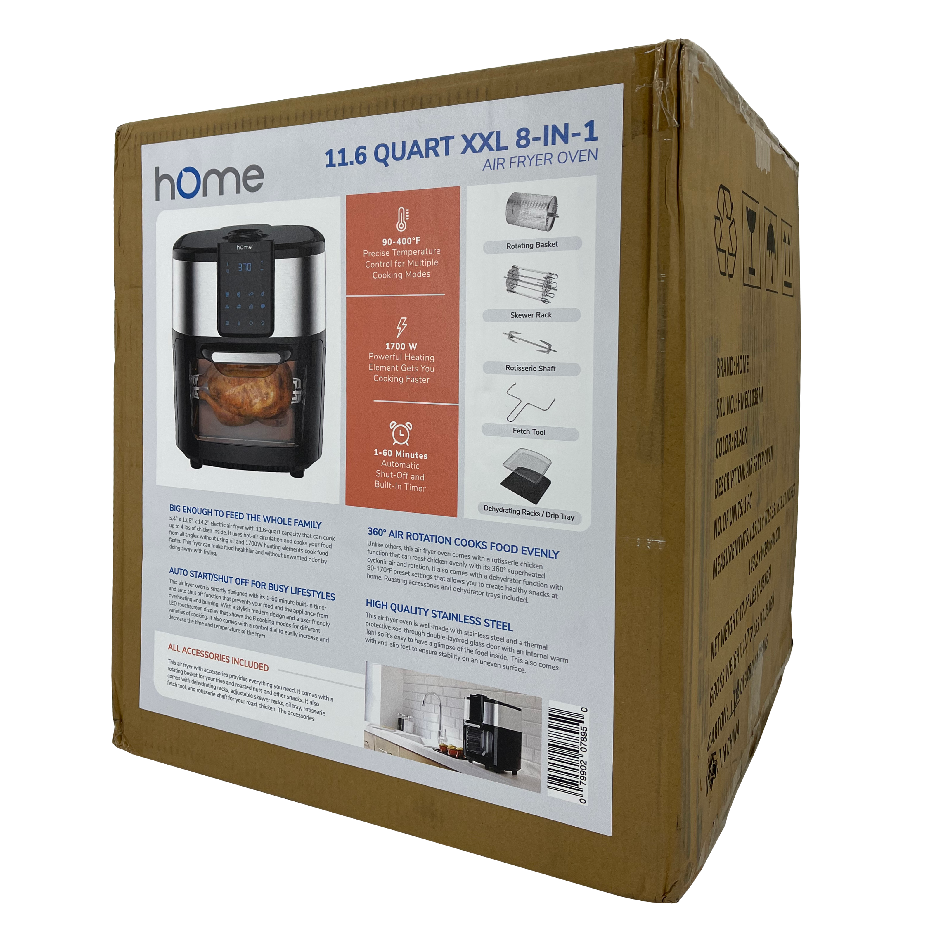 hOmeLabs 11.6 Qt. XXL 8-in-1 Air Fryer Oven, FOB KS