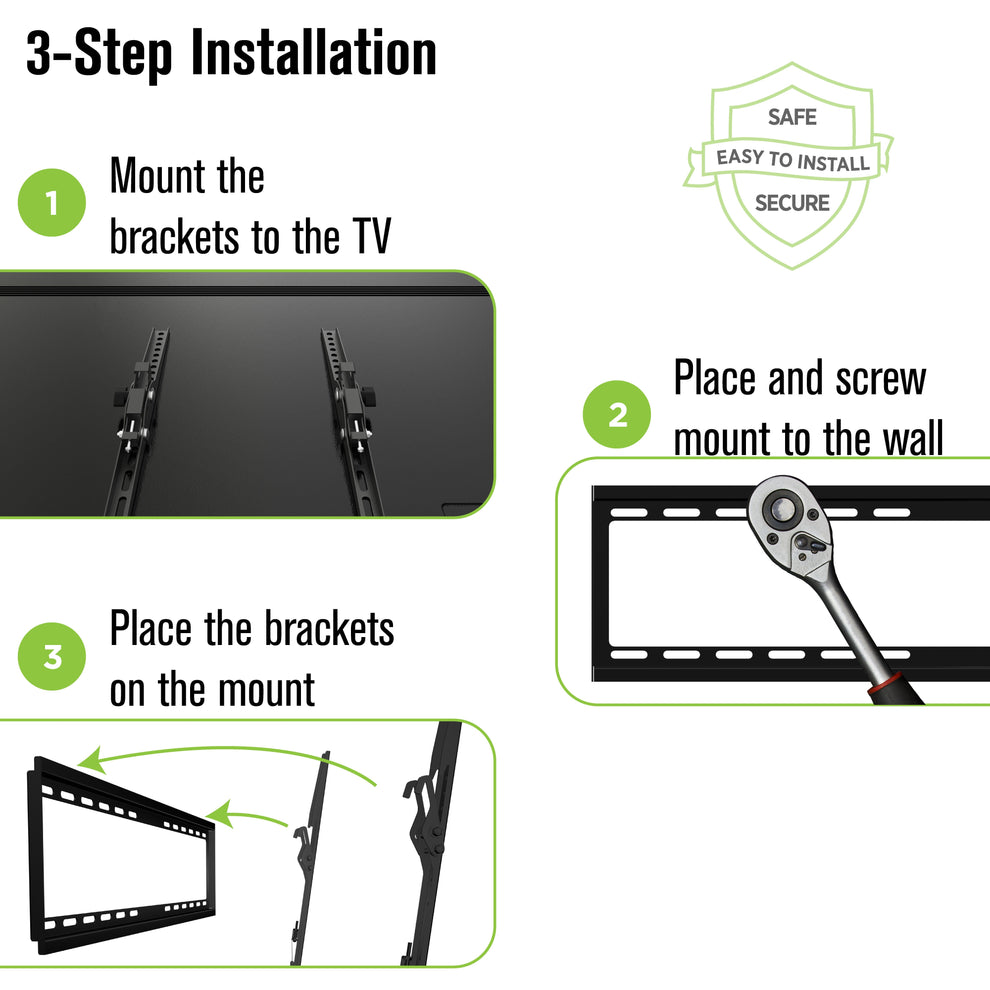 ProMounts Tilting TV Wall Mount for 42"-75" Screens Holds up to 100 lbs with HDMI Cable and Screen Cleaner, FOB KS
