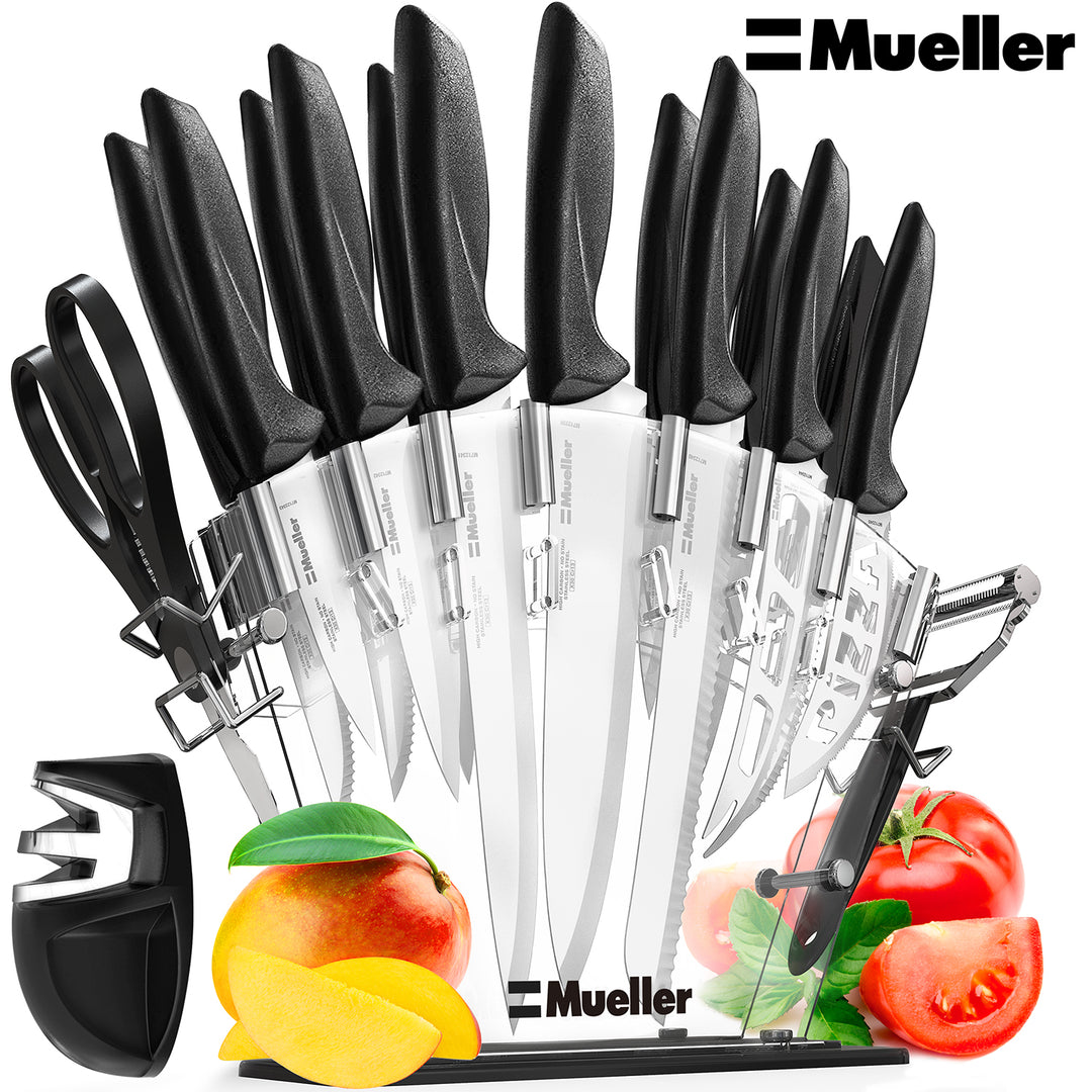 Mueller Premium Stainless Steel Knife Set & Block - 17 Piece, FOB KS