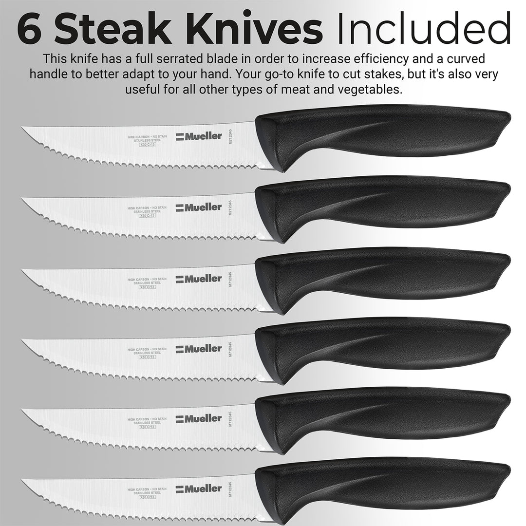 Mueller Premium Stainless Steel Knife Set & Block - 17 Piece, FOB KS