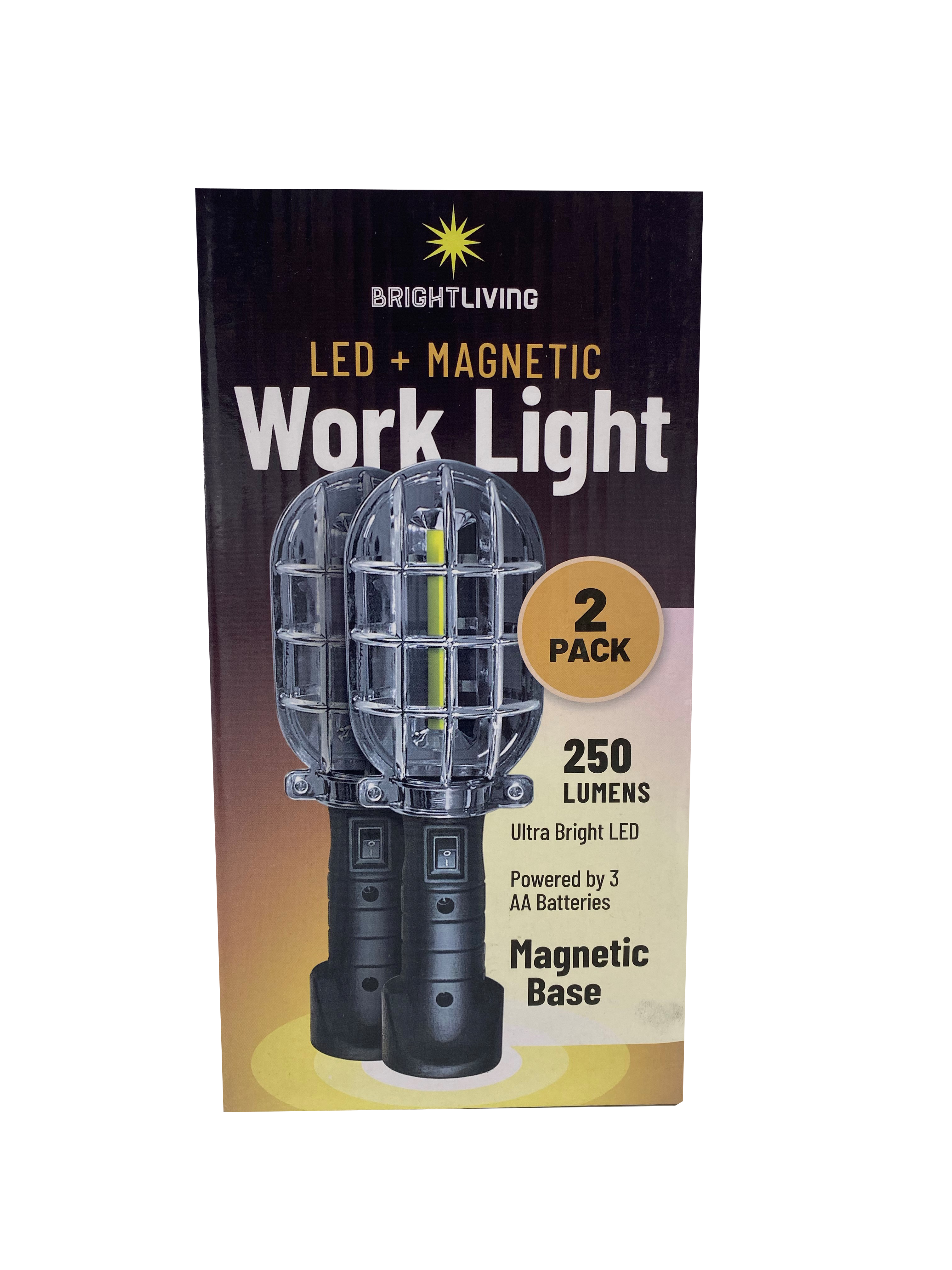 BRIGHTLIVING LED Magnetic Work Light, 2-Pack, FOB SC