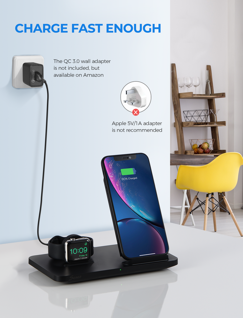 Seneo 2 in 1 Wireless Charging Stand, FOB KS