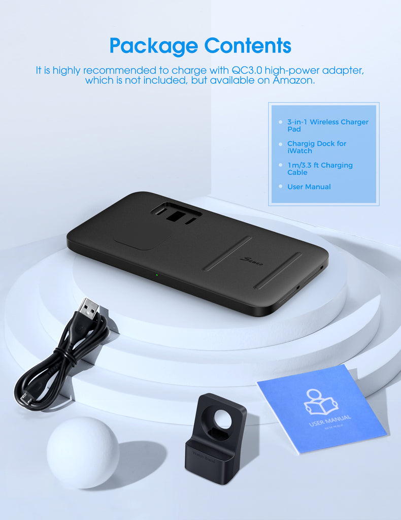 Seneo WaveMat 3-in-1 Wireless Charging Station, FOB KS