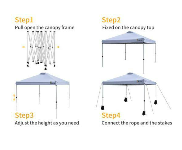 Lausaint Home 10 ft. x 10 ft. Portable Folding Instant Canopy Tent with Roller Bag, FOB KS