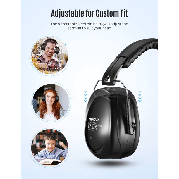 Mpow Noise Cancelling Ear Muffs, 34dB SNR Professional Ear Defenders with Carrying Bag, Foldable Noise Reduction Safety Ear Muffs, 2-Pack, FOB KS