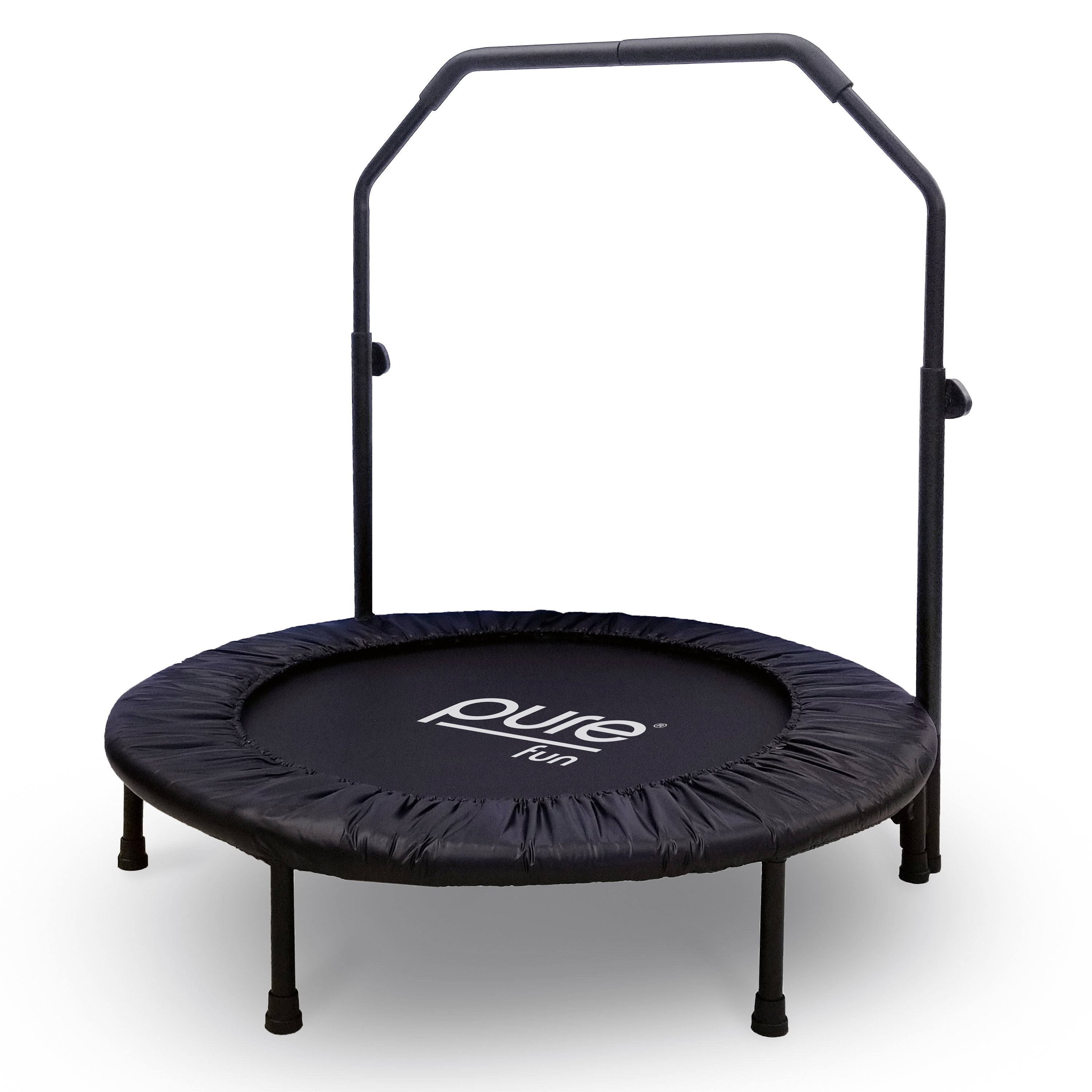 Pure Fun 40-inch Bungee Exercise Trampoline with Handrail, Black, 300Lb Weight Limit