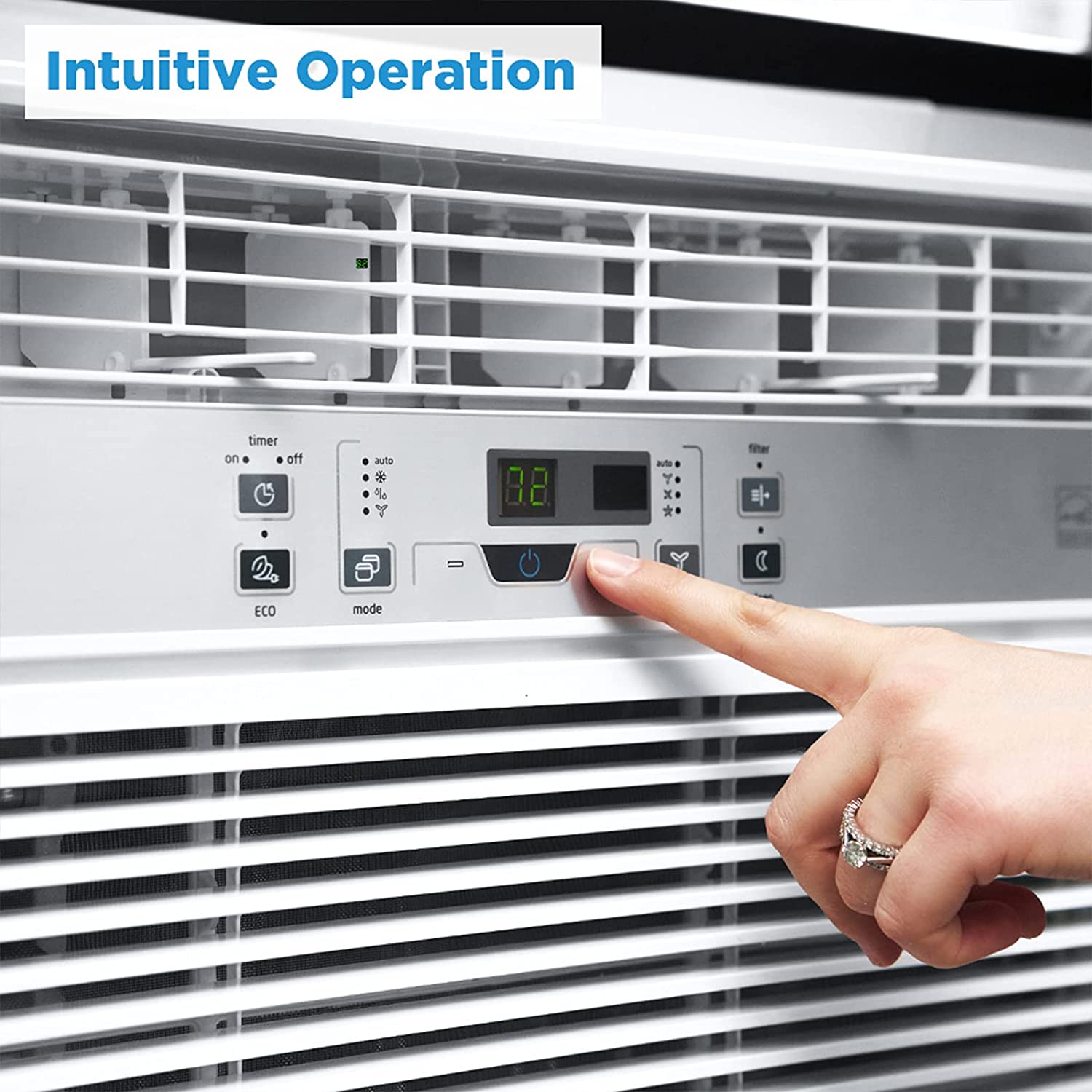 MIDEA EasyCool Window Air Conditioner - Cooling, Dehumidifier, Fan with remote control - 10,000 BTU, Rooms up to 450 Sq. Ft. (MAW10R1BWT Model)