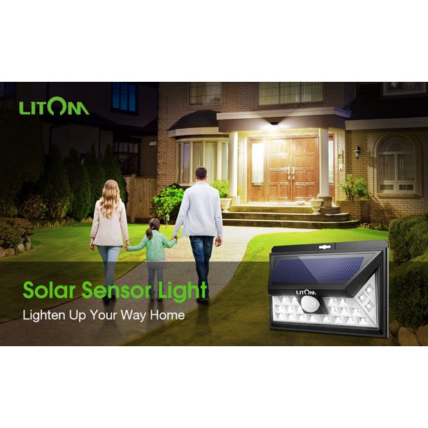 Litom Solar Motion Sensor Lights, Super Brightness, IP65 Waterproof, for Home Security, Front Door, Yard, Garage, Deck, Outdoor, Cool White, FOB KS