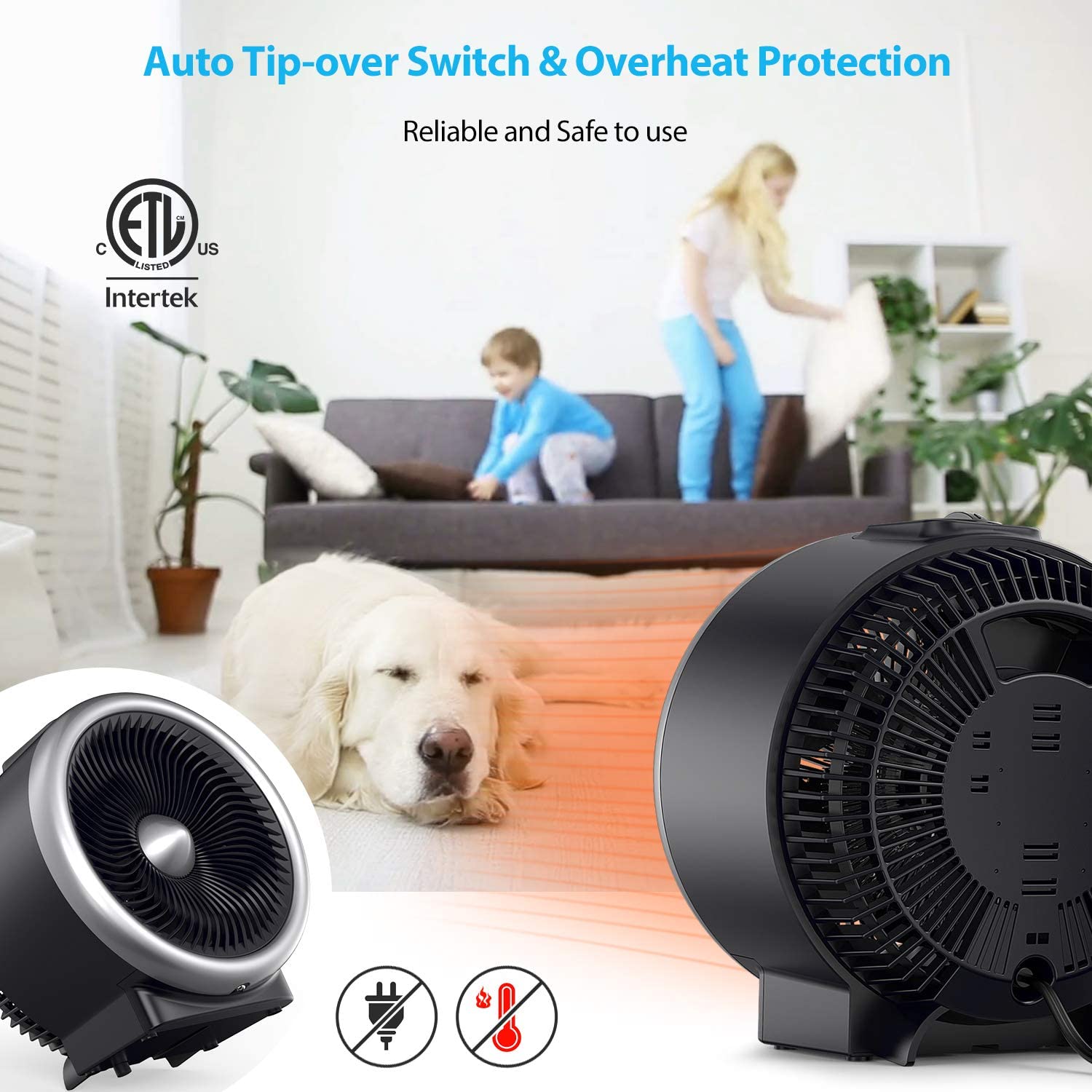 Pelonis Portable Cooling Vortex Space Heater, 2 in 1 Cooling & Heating Fan, Quiet, with Auto Shut Off Tip-Over & Overheat Protection (Silver)
