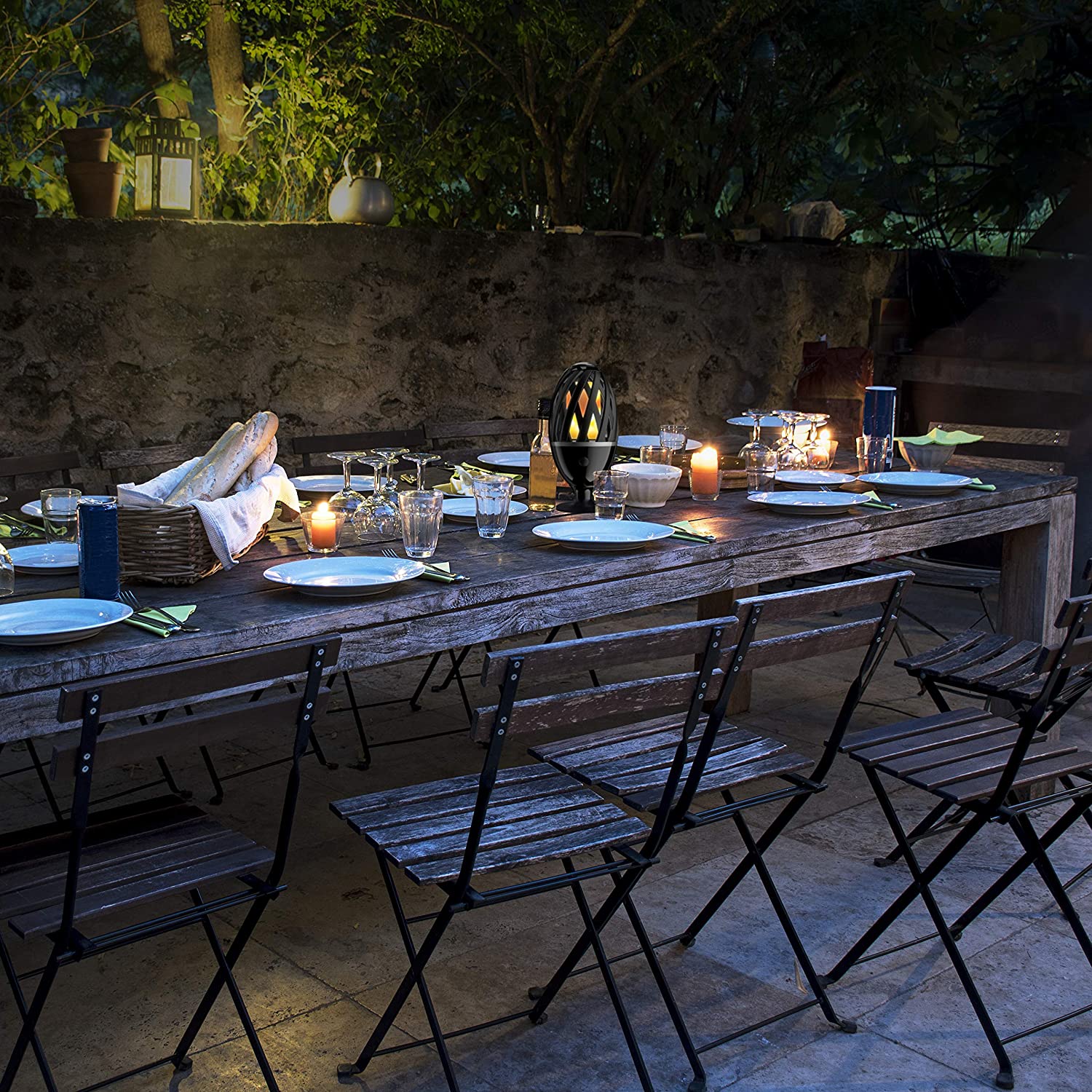 Luceco LEXFLAMEBK IP65 LED Flame Effect Torch with Spike, Stand & USB Charging