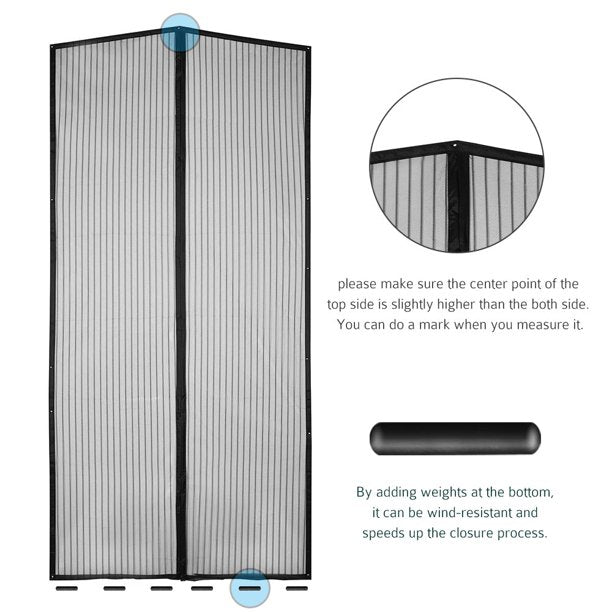 Homitt Magnetic Screen Door with Durable Fiberglass Mesh Curtain 36"x83", FOB KS