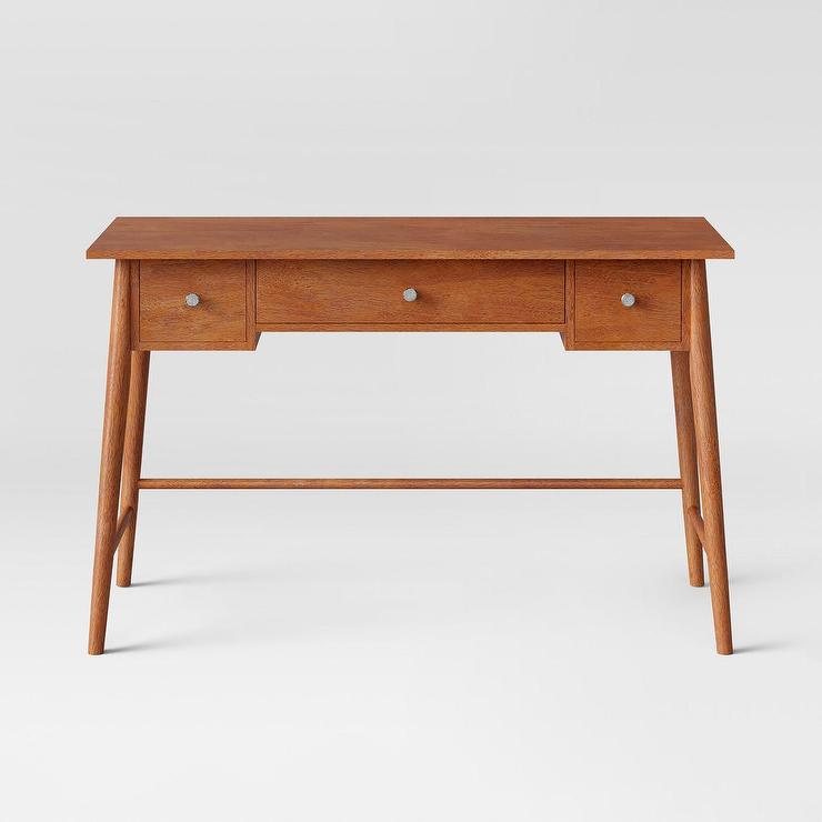 Project 62 Amherst Mid Century Brown Wood Writing Desk, FOB KS
