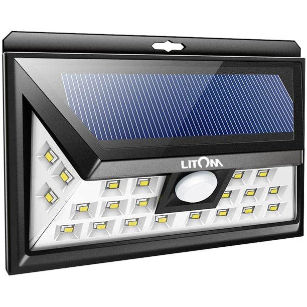 Litom Solar Lights Outdoor, 4 Lighting Modes, Upgraded High Efficient Solar Motion Sensor Light, IP67 Waterproof Rating Durable Security Lights for Yard, Garden, Patio, 2-Pack, FOB KS