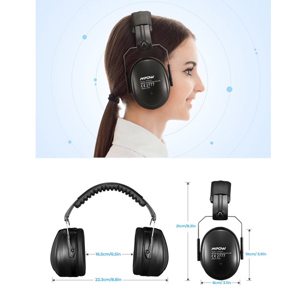 Mpow Noise Cancelling Ear Muffs, 34dB SNR Professional Ear Defenders with Carrying Bag, Foldable Noise Reduction Safety Ear Muffs, 2-Pack, FOB KS