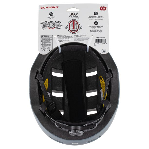 Schwinn Prospect Adult Bike Helmet, Ages 14+, Matte Grey, FOB KS